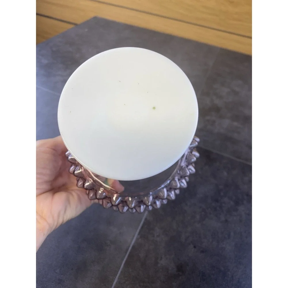 VTG Imperial MCM Amethyst Purple Hobnail Milk Glass Pedestal Candy Dish